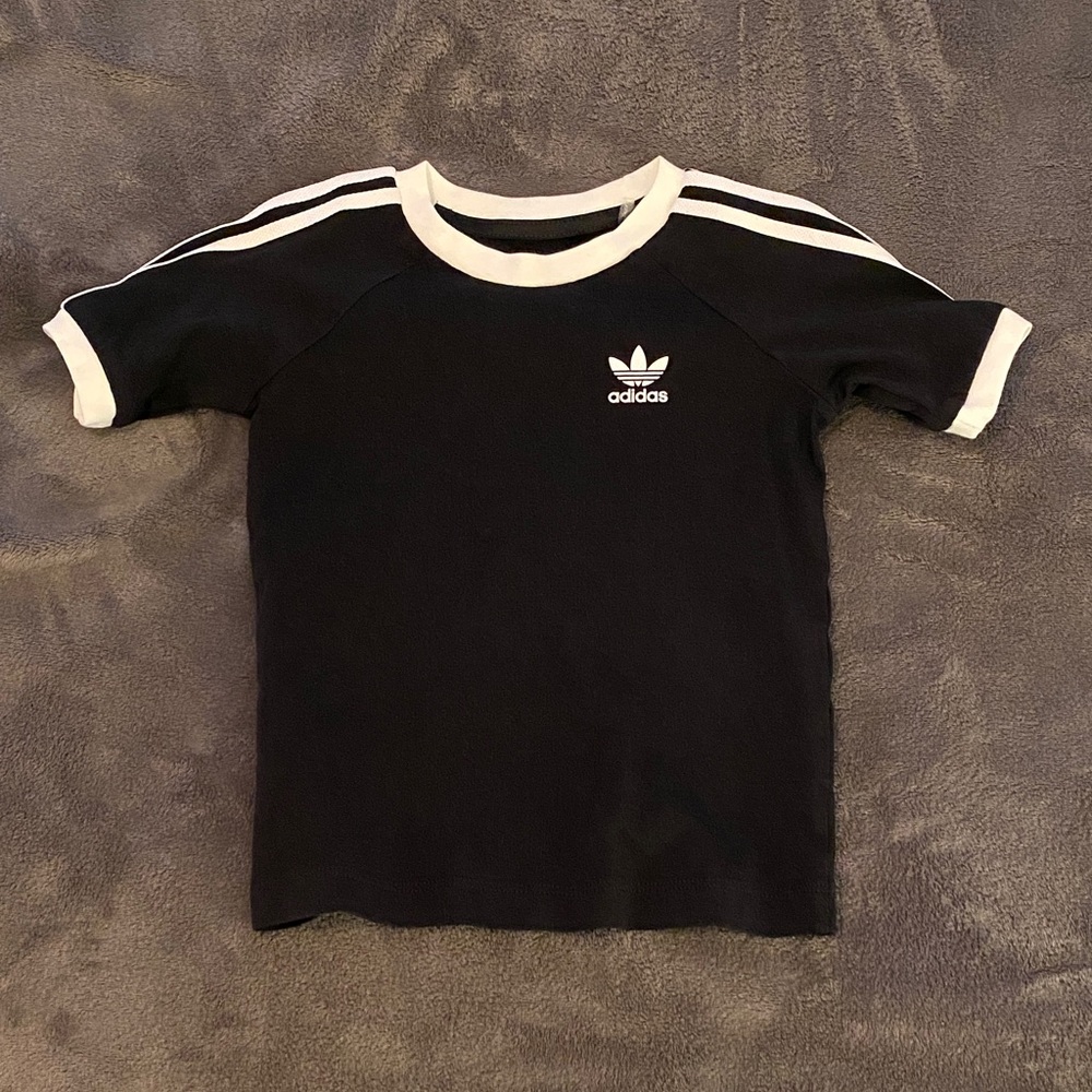 Adidas Kids Black and White Short Sleeve Tee